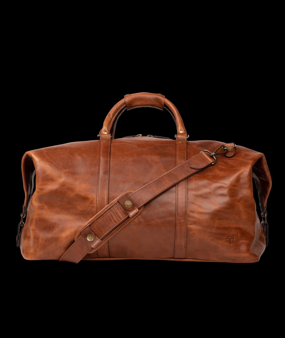 Tecovas Bartlett Cognac Leather Duffle Bag Large for Weekender Travel