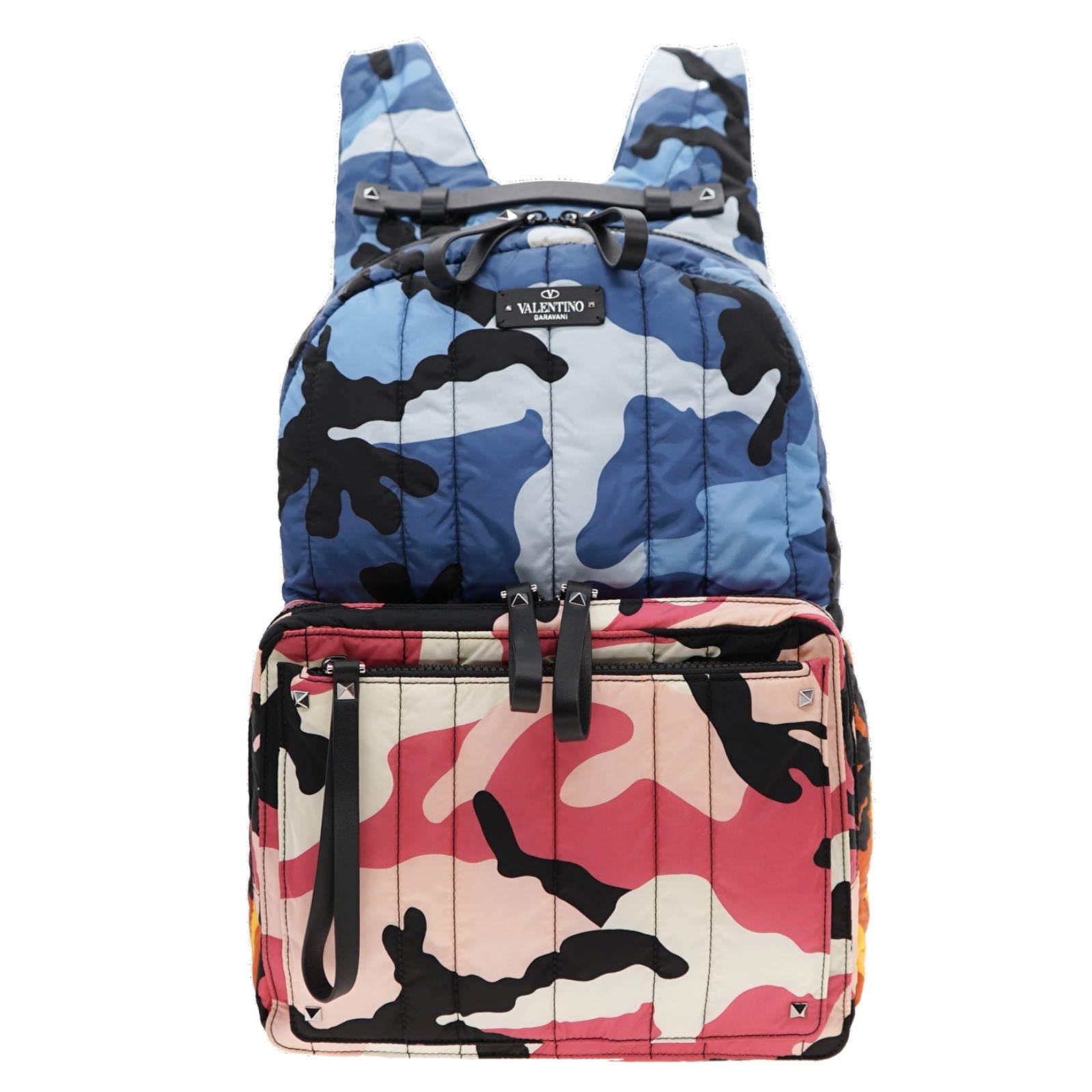 Valentino Garavani Camushuffle Backpack Quilted Nylon Multicolor New