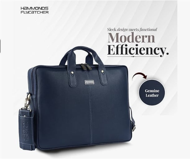 HAMMONDS FLYCATCHER Men Leather Laptop Bag 15.6in Padded