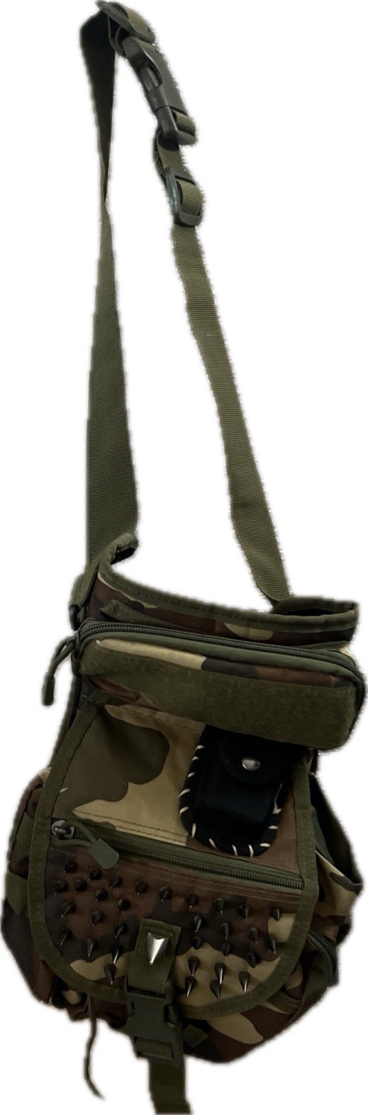 Tactical Messenger Bag Military Camo Sling Shoulder Pack Backpack Studded Spikes