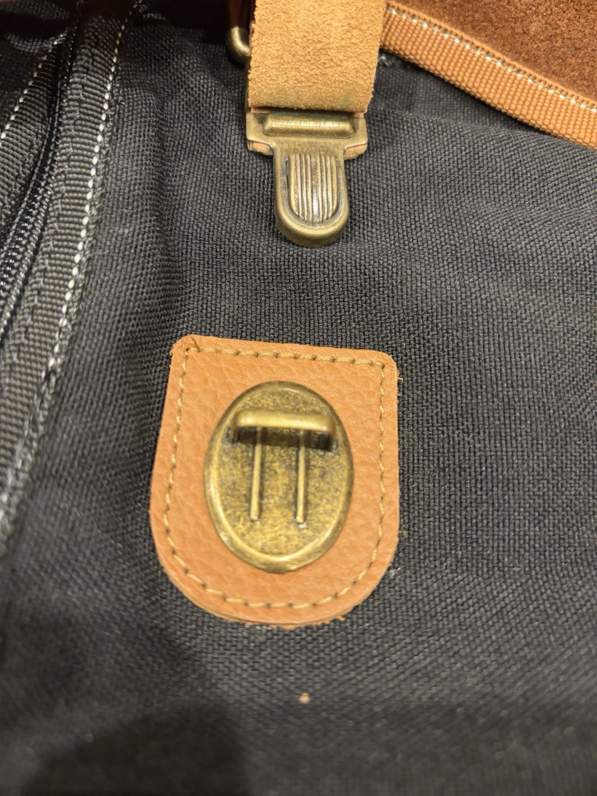 Black & Brown Backpack, Leather & Canvas, by John’s Wood In Germany, Men Women