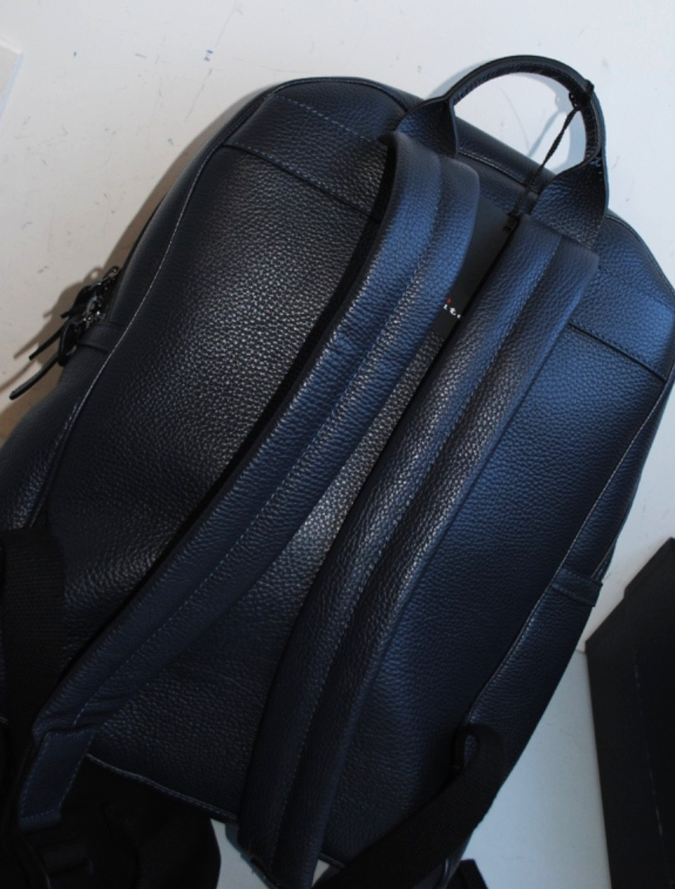 KITON TAILORING NAPLES AUTHENTIC BLUE GENUINE LEATHER BACKPACK 1540.00 CAR.