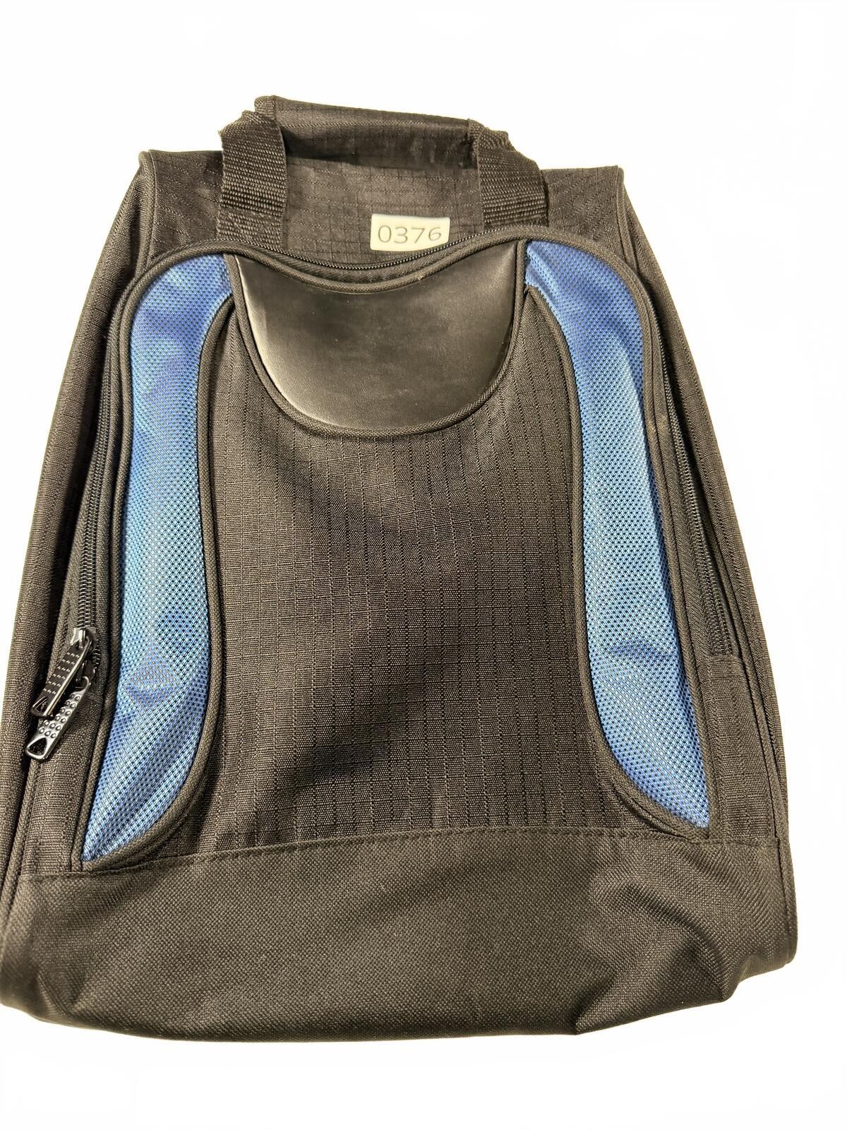 Black and Blue Soft Fabric Shoe Bag with Zipper