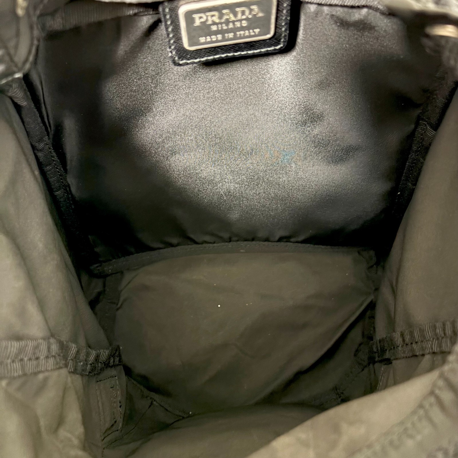PRADA Nylon Backpack Black Triangle Logo White Tag Vintage Unisex Bag