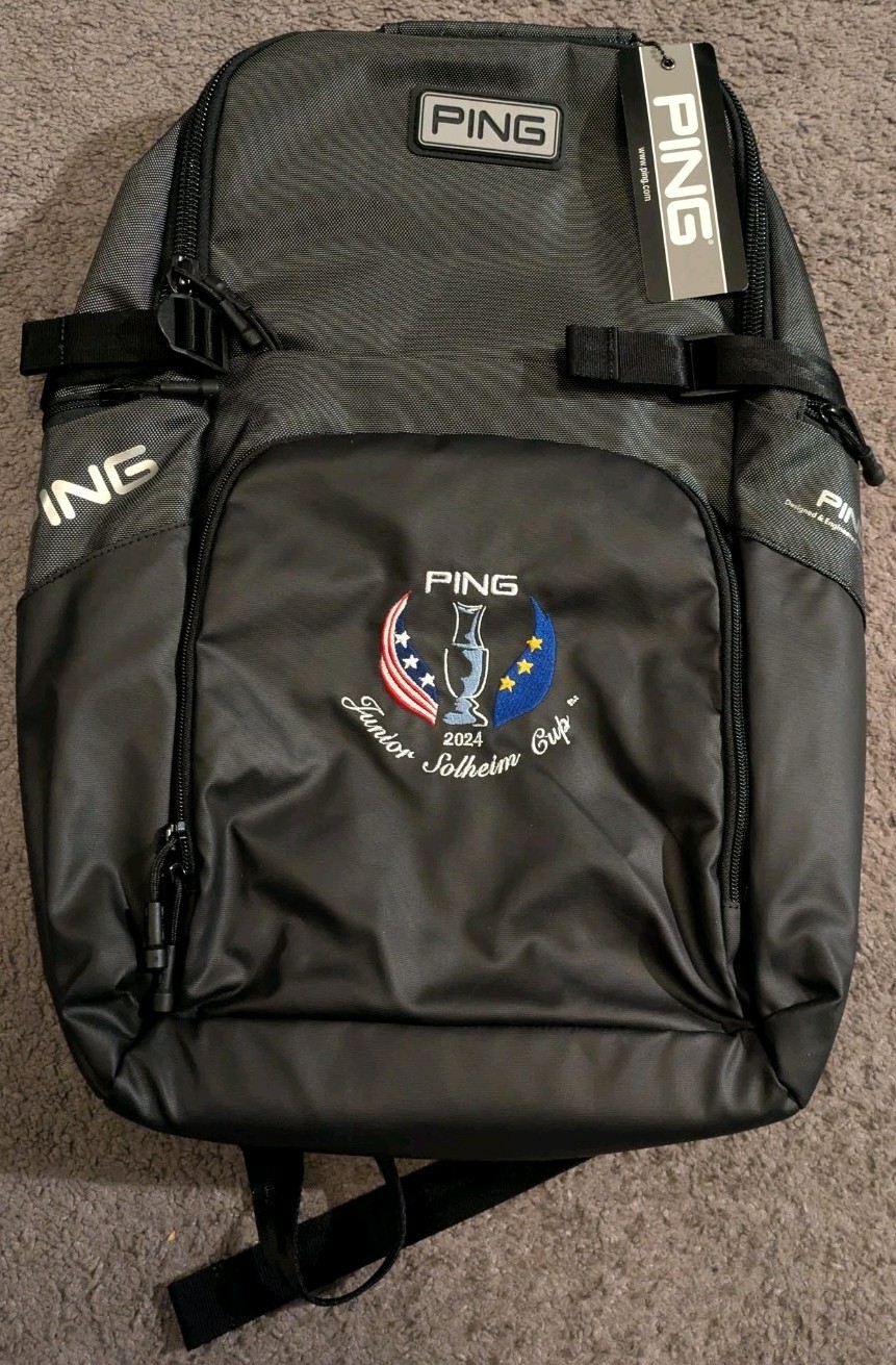Ping Golf Solheim Cup Laptop Gunmetal Black Backpack New With Tags!