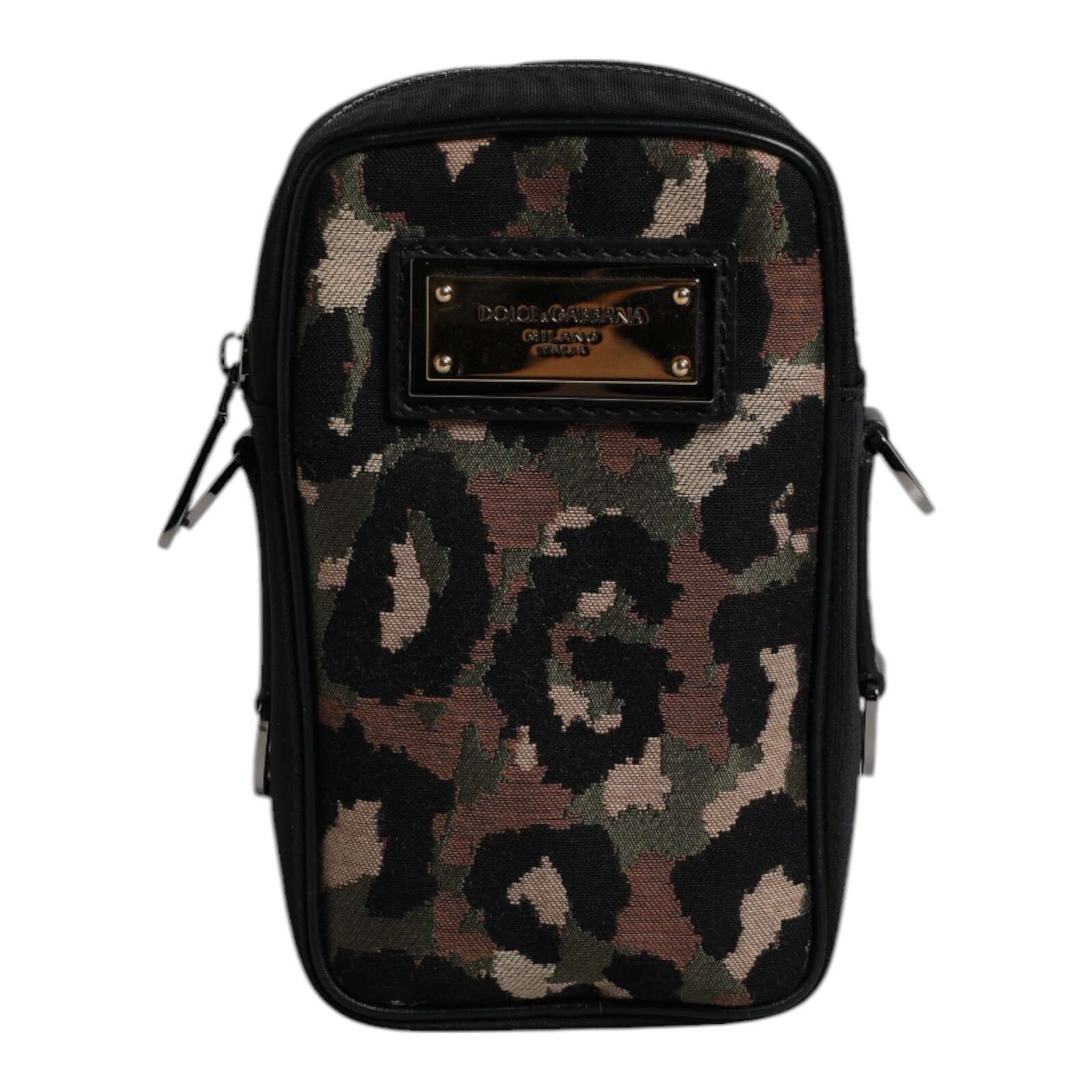 DOLCE & GABBANA Bag Multicolor Leopard Jacquard Logo Plaque Neck Strap 1460usd