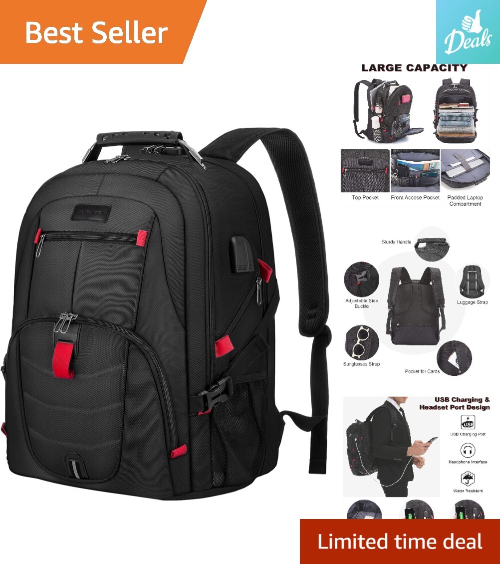 Large Capacity Travel Laptop Backpack – Anti Theft Design with Lock & USB Port
