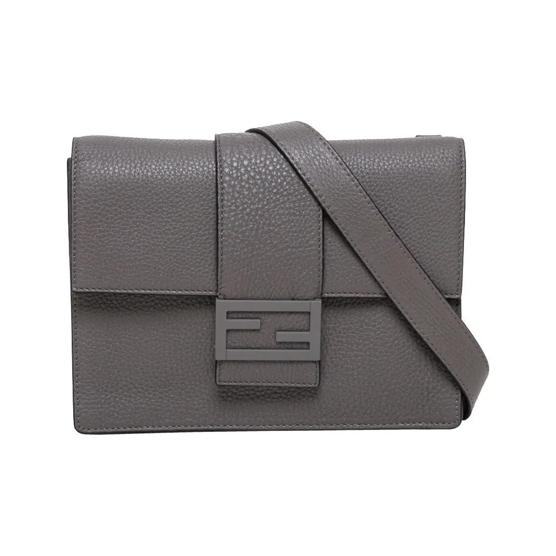 FENDI Baguette Grey Logo Baguette Shoulder Crossbody Bag Men’s 8.8×1.5×6.2 in