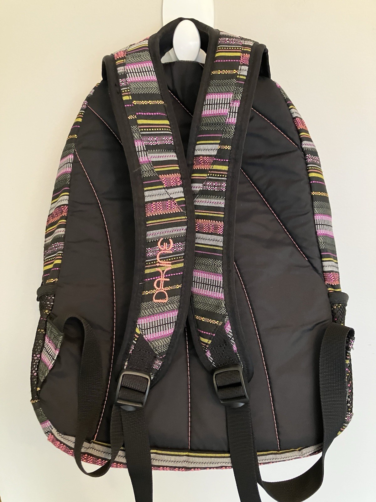Dakine Striped Backpack Black Pink Yellow School Travel Laptop Bag Unisex