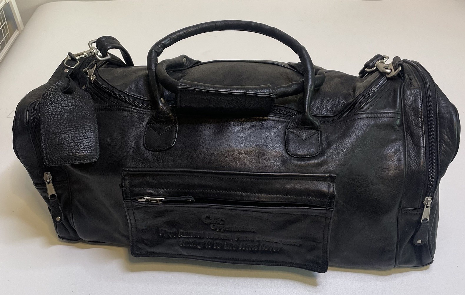 Canyon Outback leather duffle bag small black Travel Weekend Bag CIBC Logo