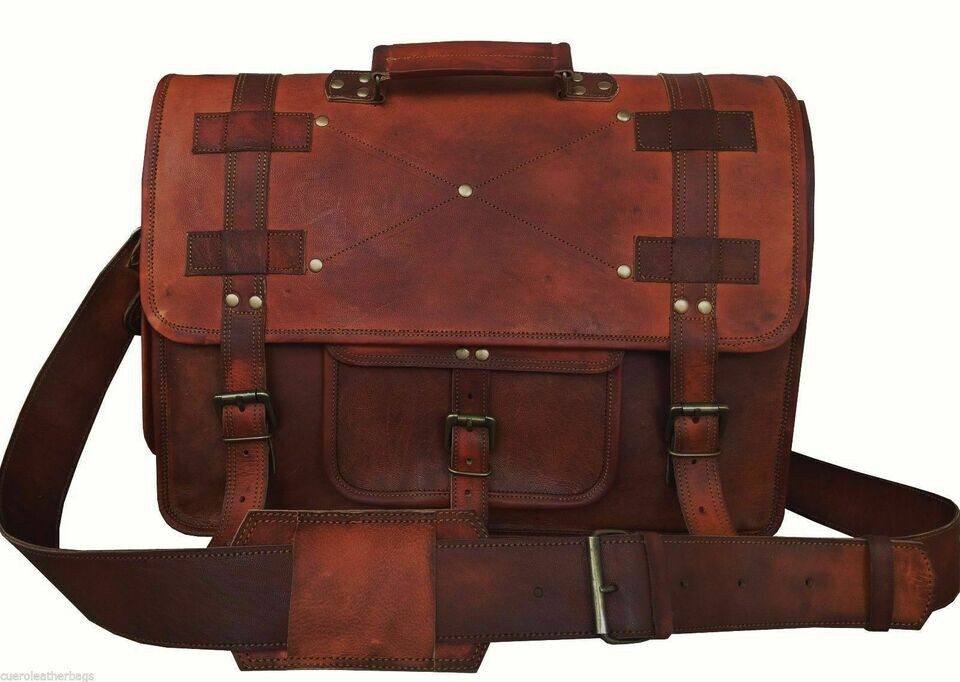 Vintage Genuine Leather Messenger 15 Inch Laptop Satchel S Shoulder Bag Men’s