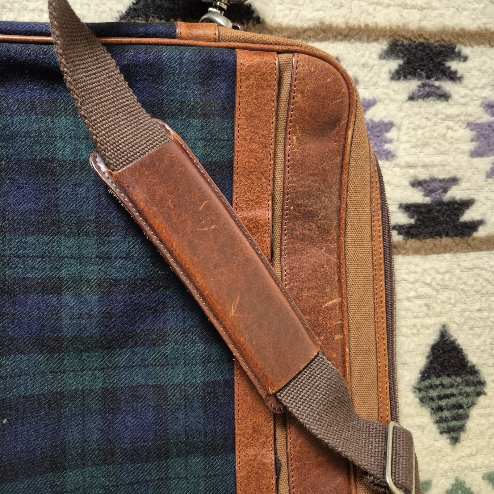 Vintage Pendleton Leather Laptop Bag Briefcase Plaid