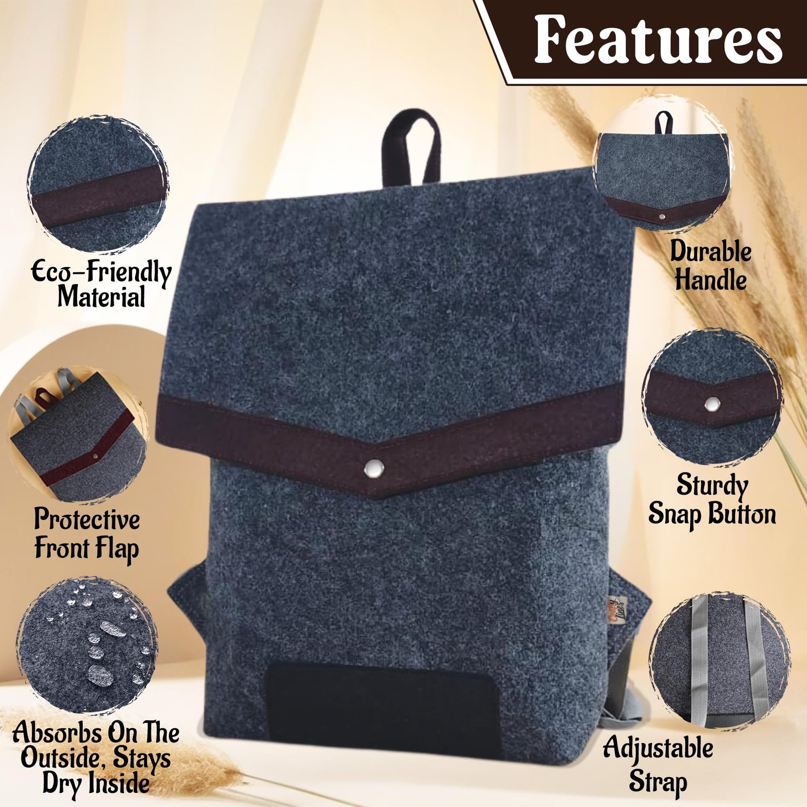 Eco-Friendly Casual Backpack RECYCLED FROM 18 PLASTIC BOTTLES | Stylish Lapto…