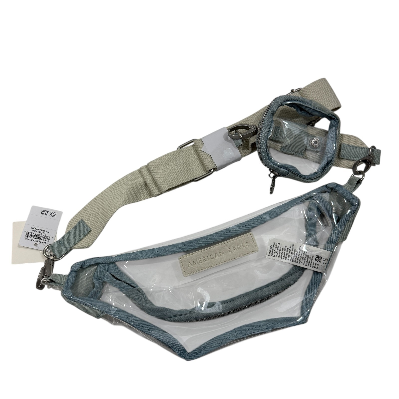 American Eagle Release Buckle Clear Fanny Pack – Yellow Zipper Closure