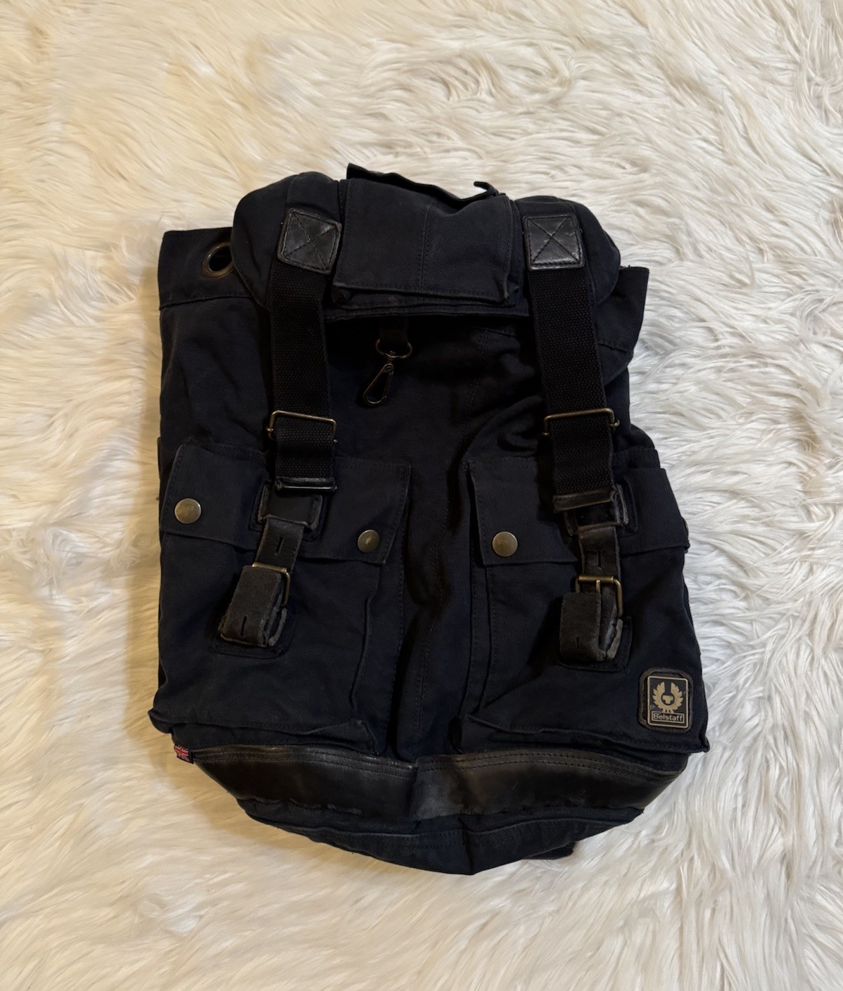 Belstaff Backpack Messenger Bag Navy Blue