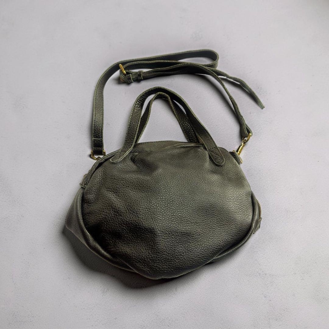 Archive 2000s real leather shoulder bag, unisex, 2way oval style, used