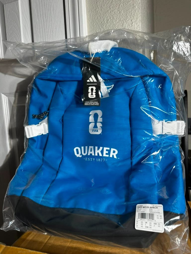 Adidas FIFA World Cup 26 Quaker Backpack Blue Official Licensed Promo NEW Sealed