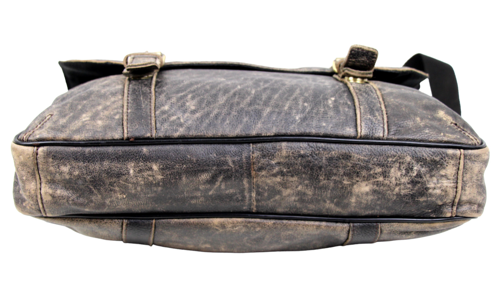 Black Rivet DISTRESSED BROWN LEATHER LAPTOP SHOULDER MESSENGER BAG BRIEFCASE