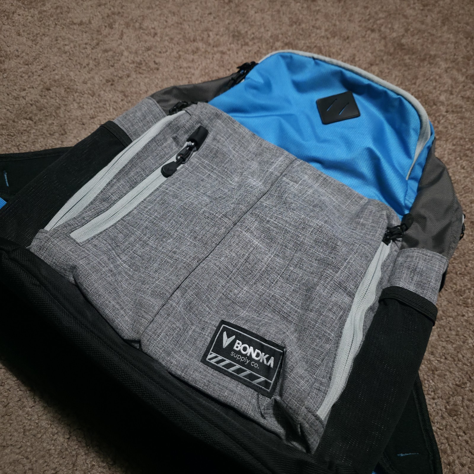 Bondka 19.5″ Eolus Backpack Bag Work School College Laptop Gym Hiking Grey Blue