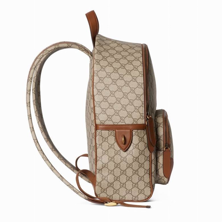 Gucci GG Emblem Medium Canvas Leather – Trimmed Backpack – BROWN – Made in Italy
