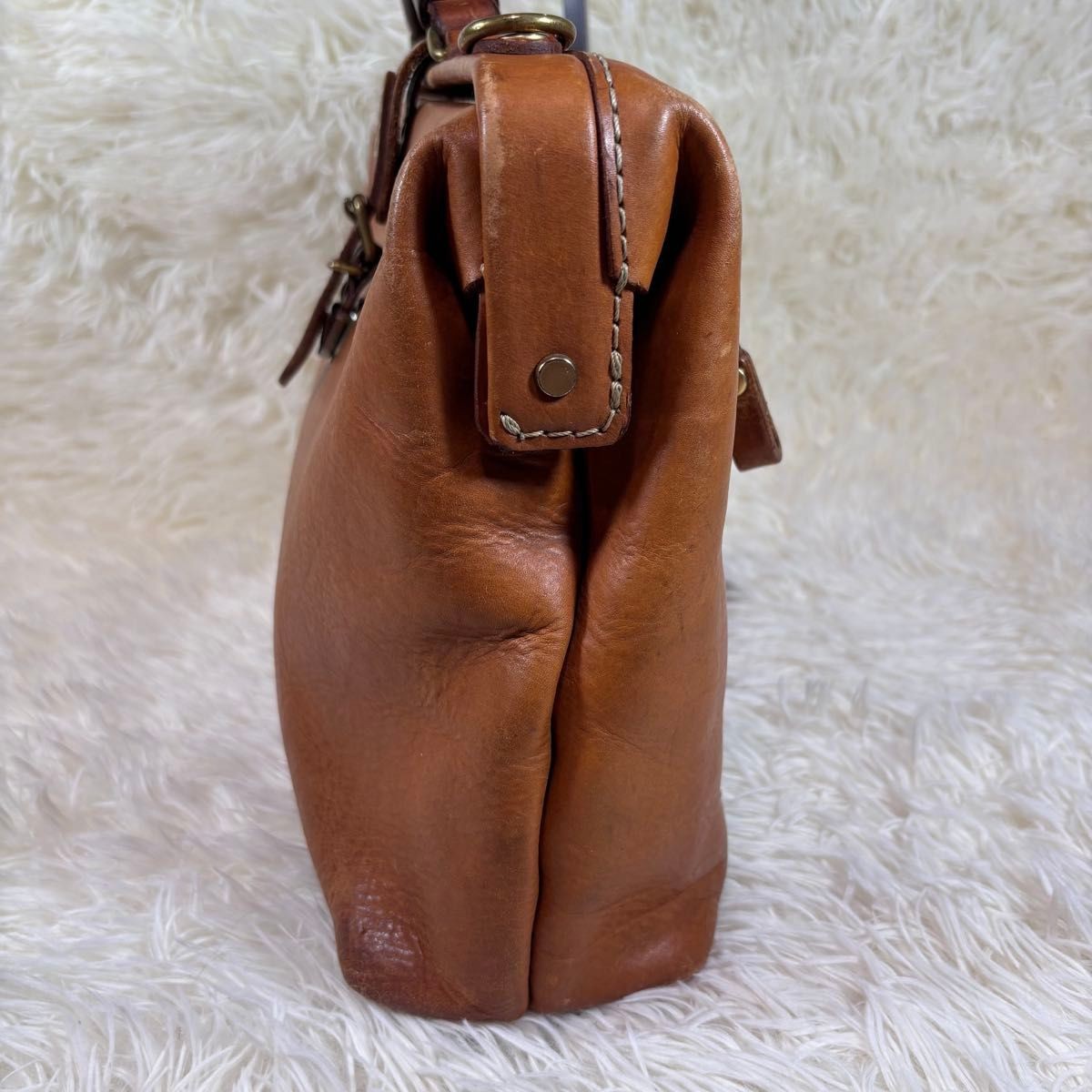 HERZ Soft Dulles Leather Briefcase Brown 38.5cm 25cm Business Bag Doctor Bag