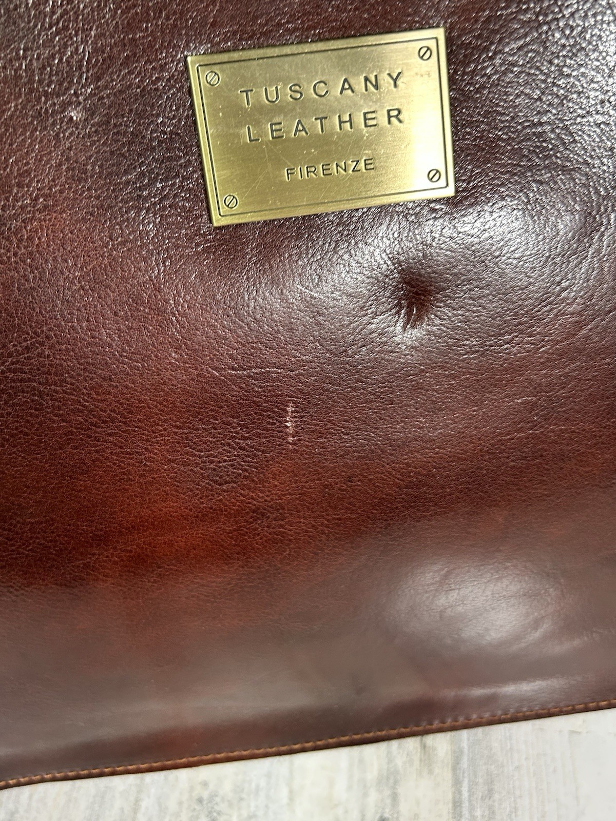 NWT Tuscany Palermo Leather 3-Compartment Unisex Briefcase Brown Made In Italy
