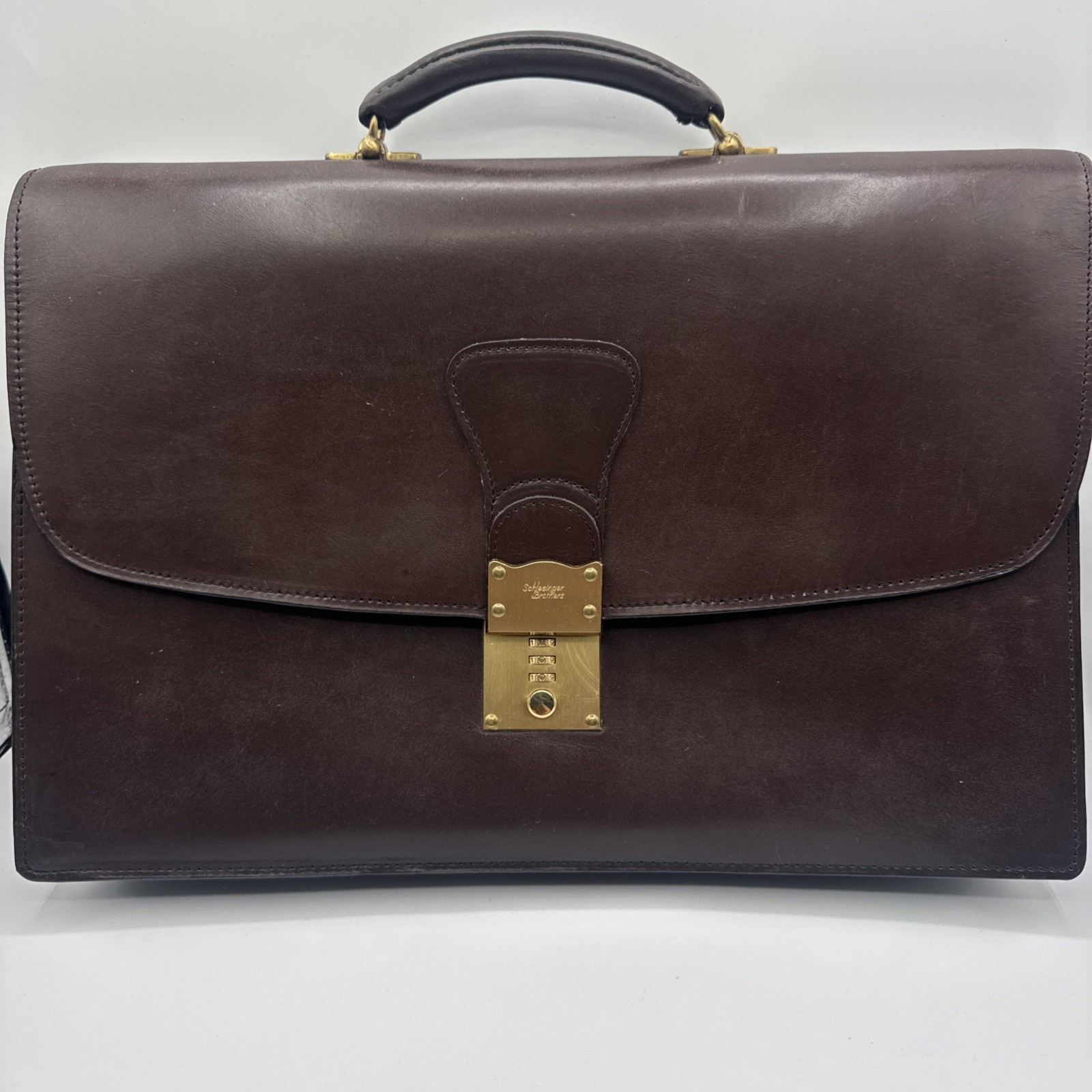 Vintag Schlesinger Bros Brown Leather Briefcase/Attache Doctor Lawyer Banker