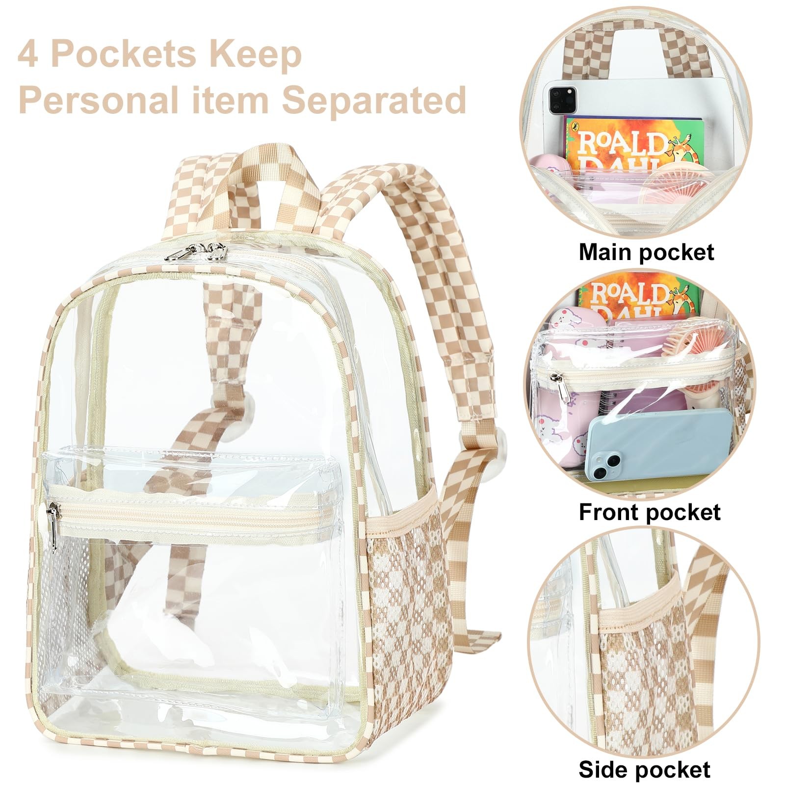 Clear Mini Backpack for Stadium Events 12x12x6 Small Transparent Bag