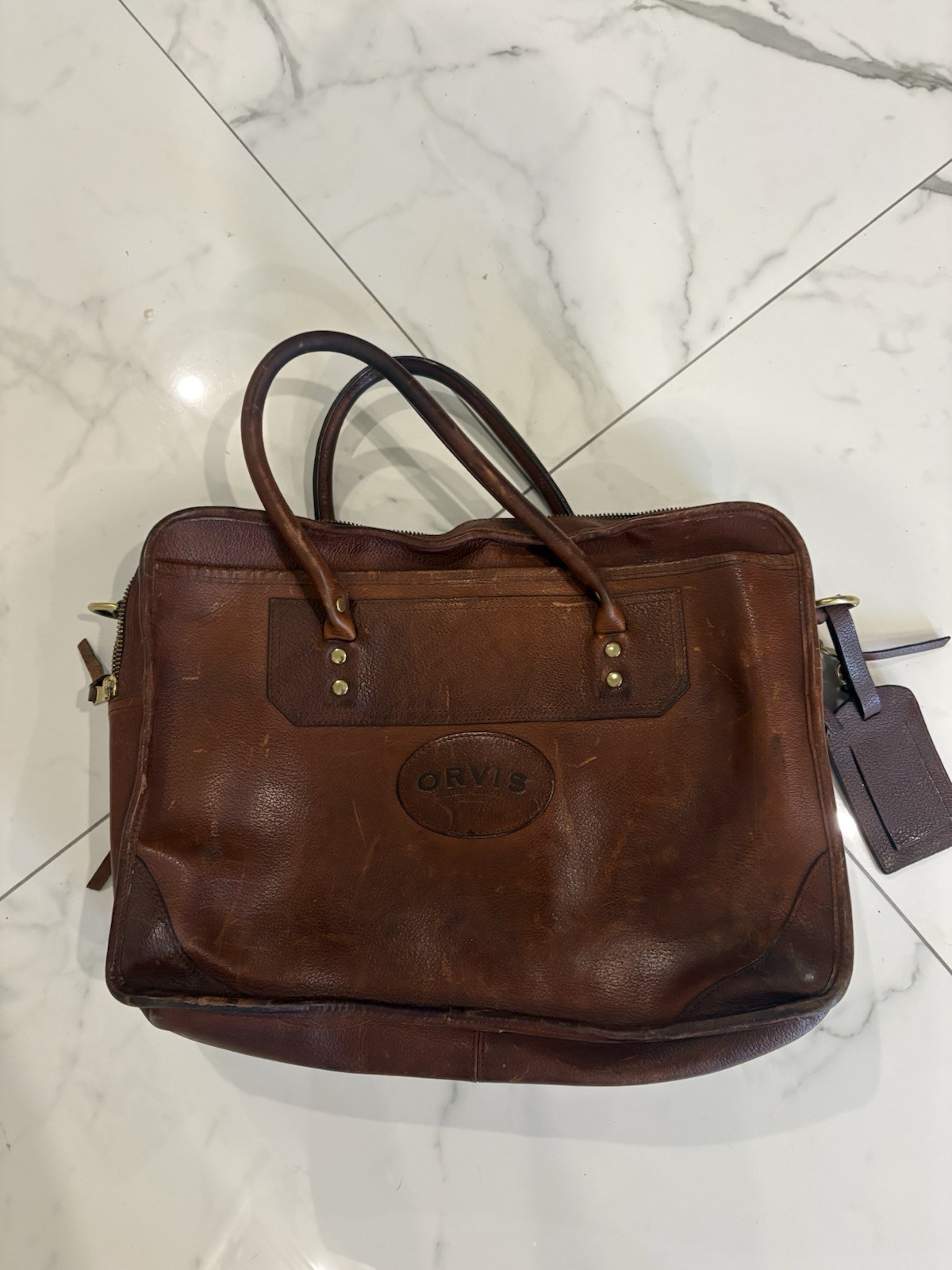 Orvis Bullhide Briefcase Brown Laptop Tote Carrying Bag
