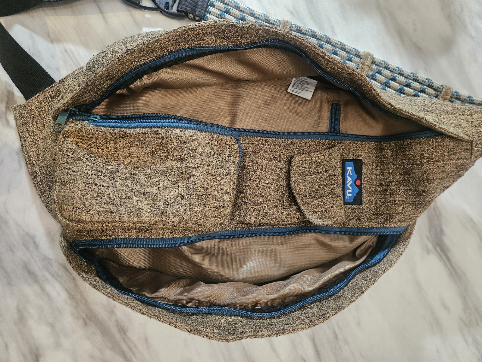 KAVU Rope Sling Crossbody Backpack Brown Heather Rope Strap Outdoor Travel Bag
