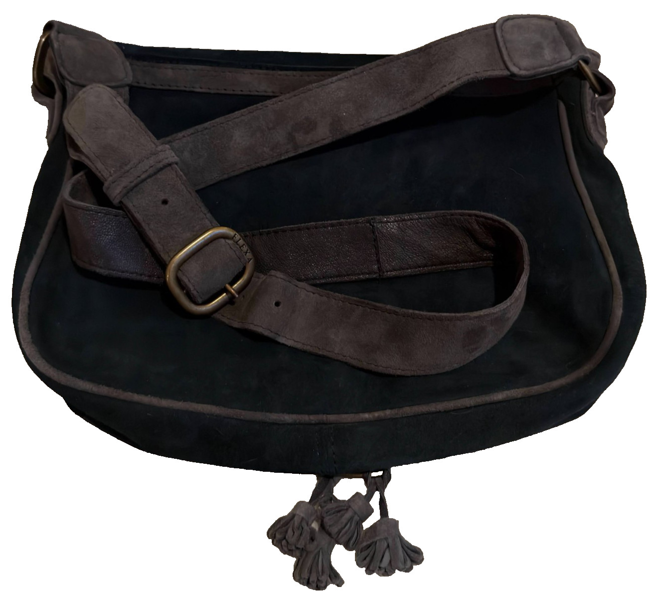 Fratelli Rossetti Flexa Suede Saddle Bag Crossbody Made in Italy Rare Vintage