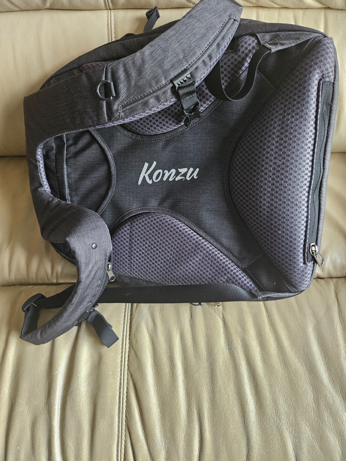 Konzu Backpack 17 ” High, Length At the Middle 14″ 11.5X7.75″ Base.