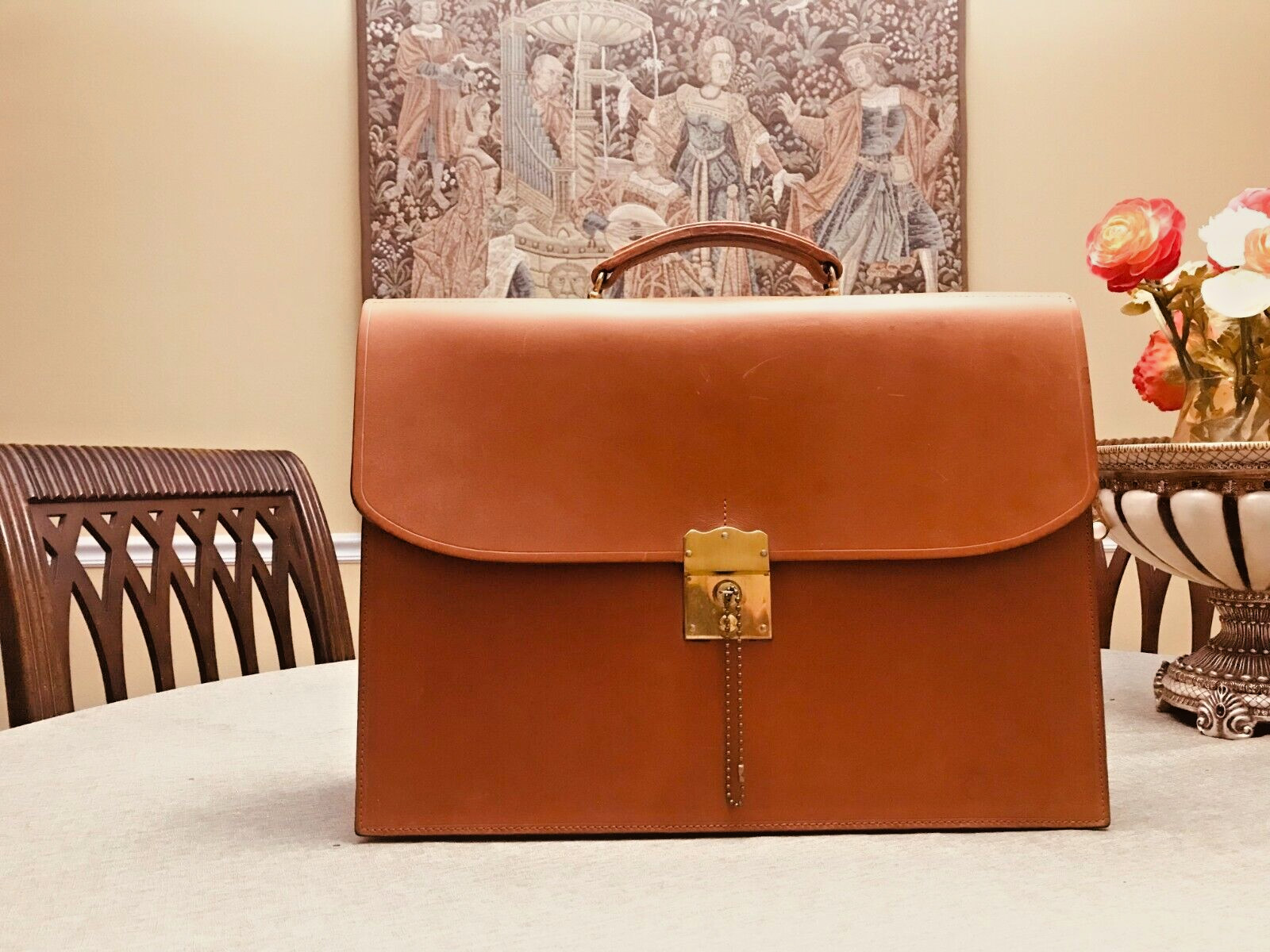 PEAL & CO. for BROOKS BROTHERS Vintage Heavy Bridle Leather Briefcase – England
