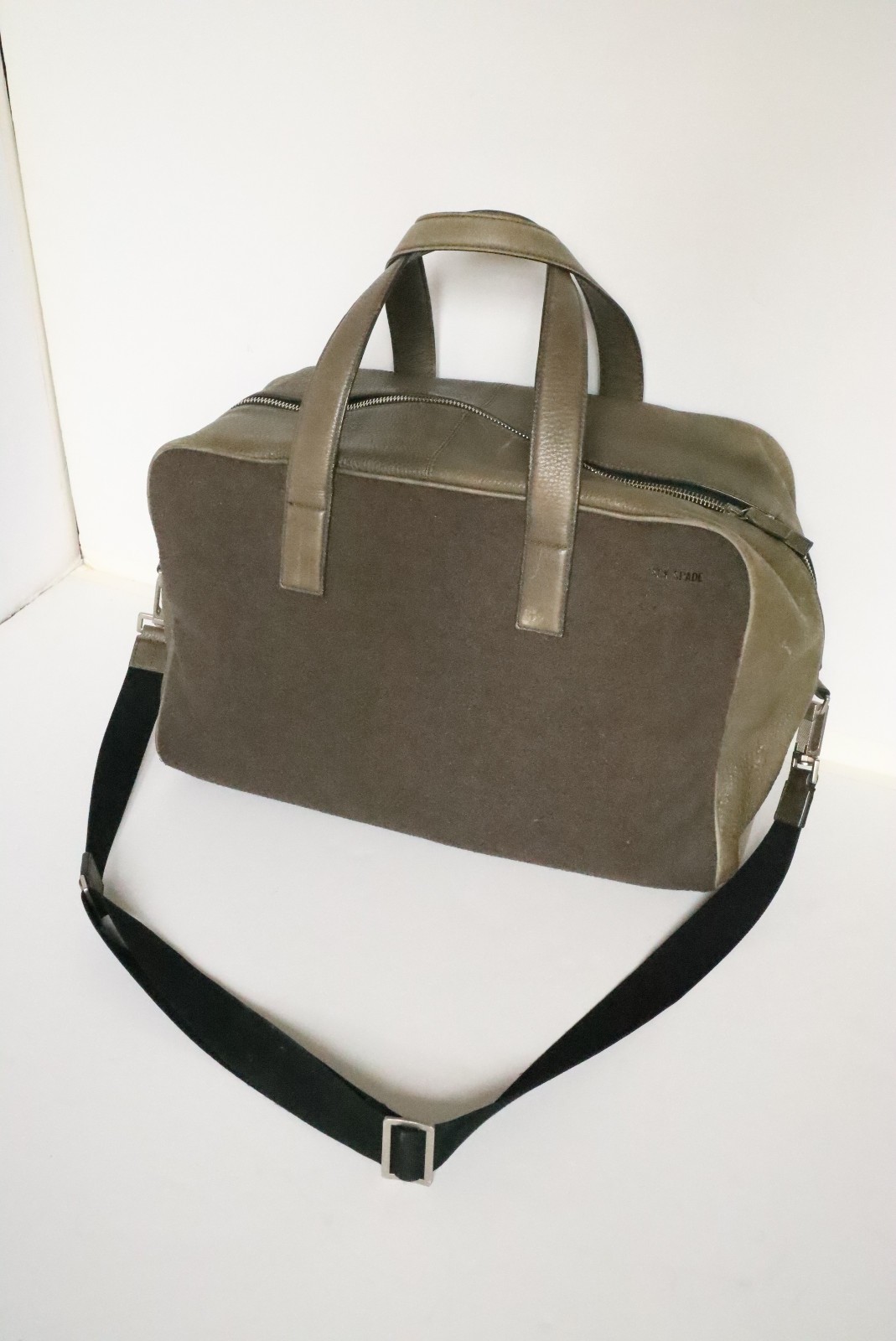 Jack Spade Wool Cotton Leather Weekender Carry On Travel Duffle Bag Luggage