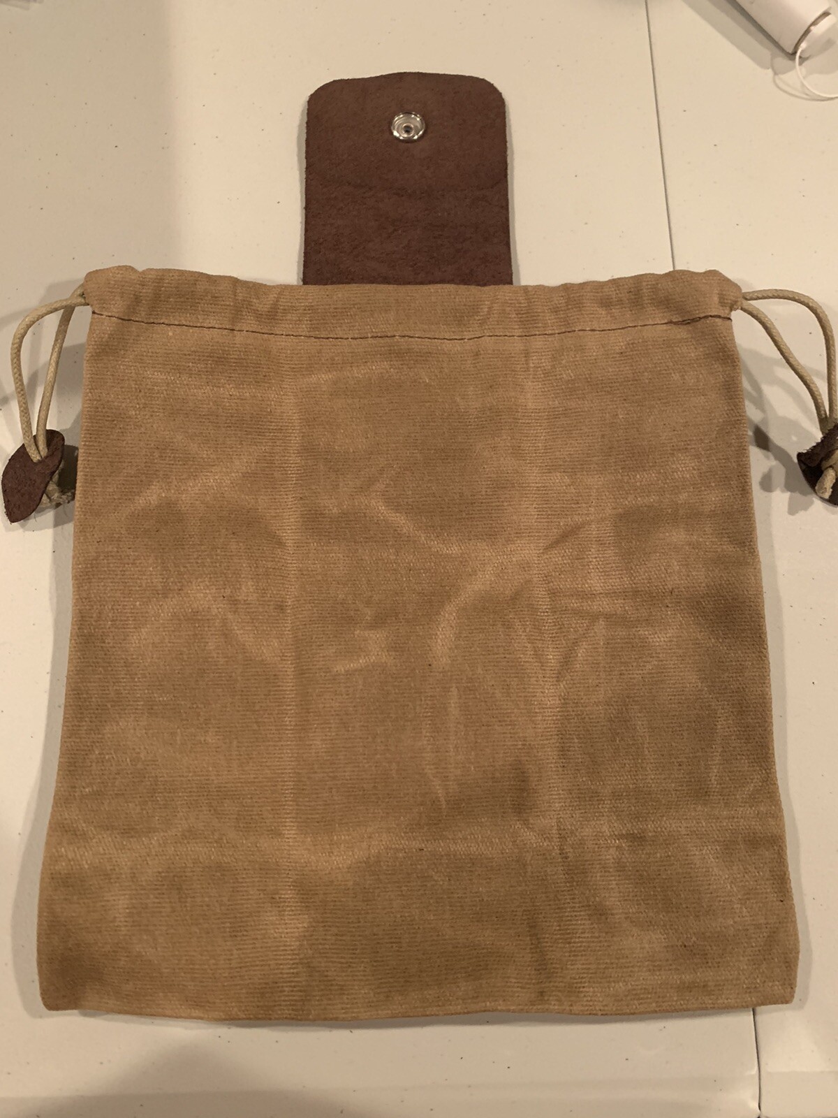 Foraging Canvas Drawstring Bag – Trail Bag Leather Straps camping GET IT FAST