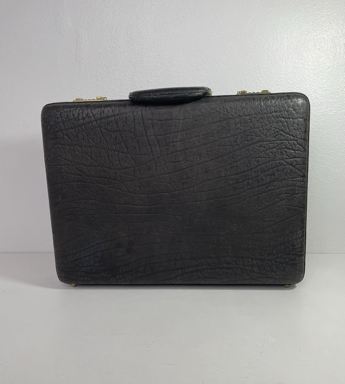 Ricardo Pebbled Leather Briefcase Dark Gray Suede Work Organizer See Description
