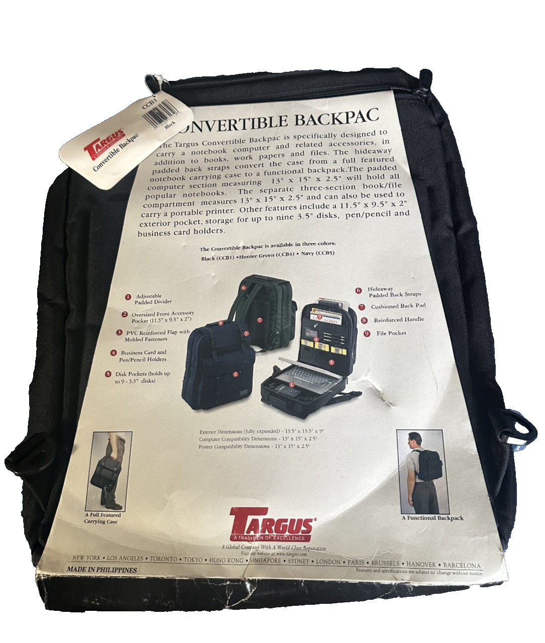 Targus CCB1 Backpack 15″ Padded For Notebook Laptop Business College Book Bag