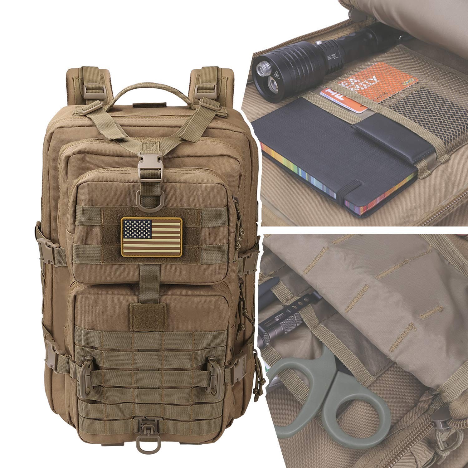 Hannibal Tactical MOLLE Assault Pack, Tactical Backpack Military Army Camping…