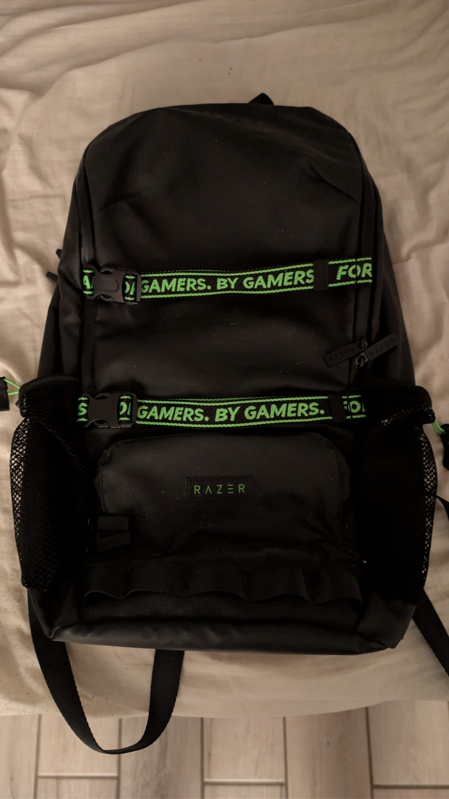 Razer Black/Green Gaming Backpack Large Zip/Buckle, Outer Pockets, Adj Straps