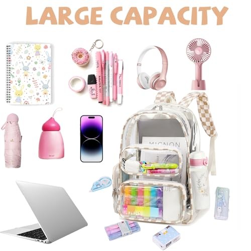 Clear Backpack Heavy Duty Transparent Bag See Through BookBag for Student