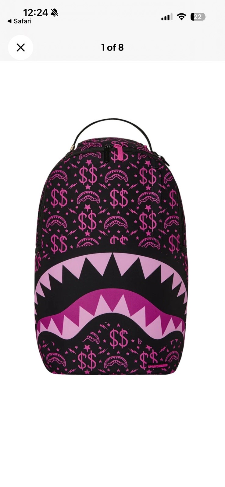 Sprayground Money Maker Purple Pink Backpack New Black Bookbag Large School Bag