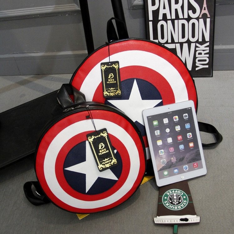 Avengers Captain America Shield Children Backpack Schoolbag Shoulder Bag Gifts