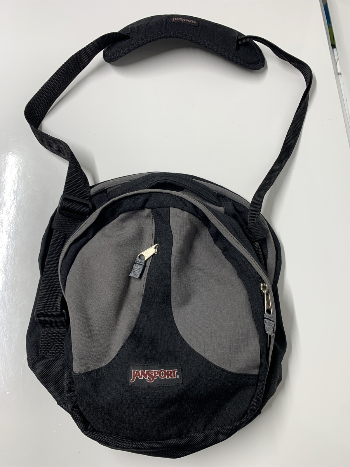 Jansport Sling Crossbody Backpack Bag Black/Gray Canvas Fabric