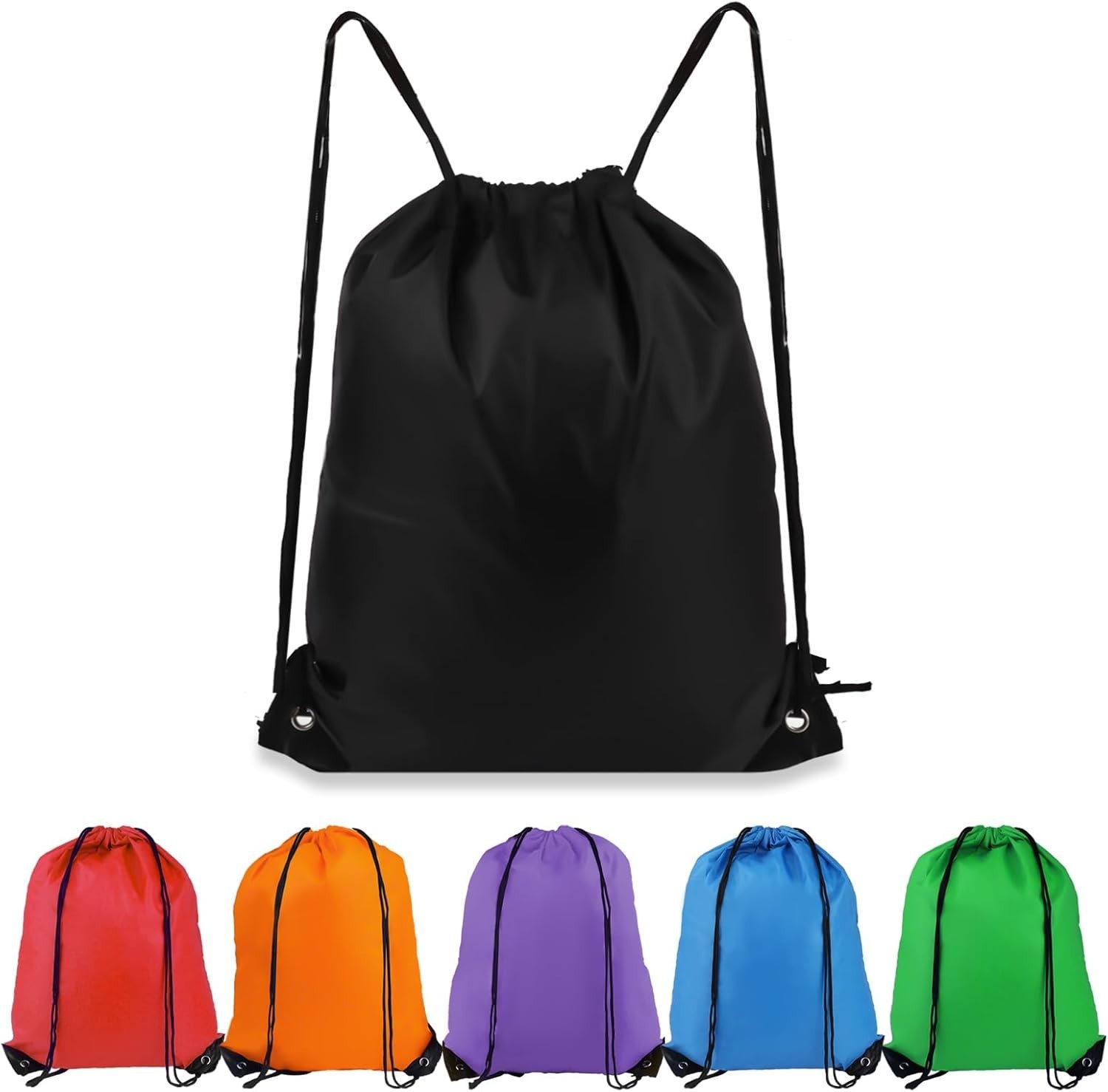 Drawstring Backpack 6 Colors Drawstring Bags Draw String Back Bag (6 PACK)