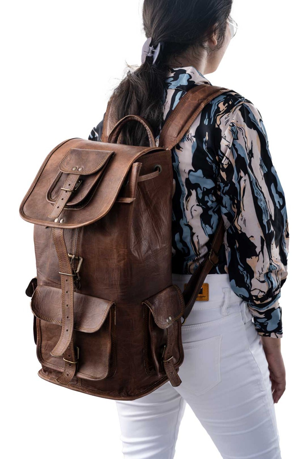 Vintage Real Genuine Brown Leather Backpack Bag Rucksack Laptop Bag Handmade