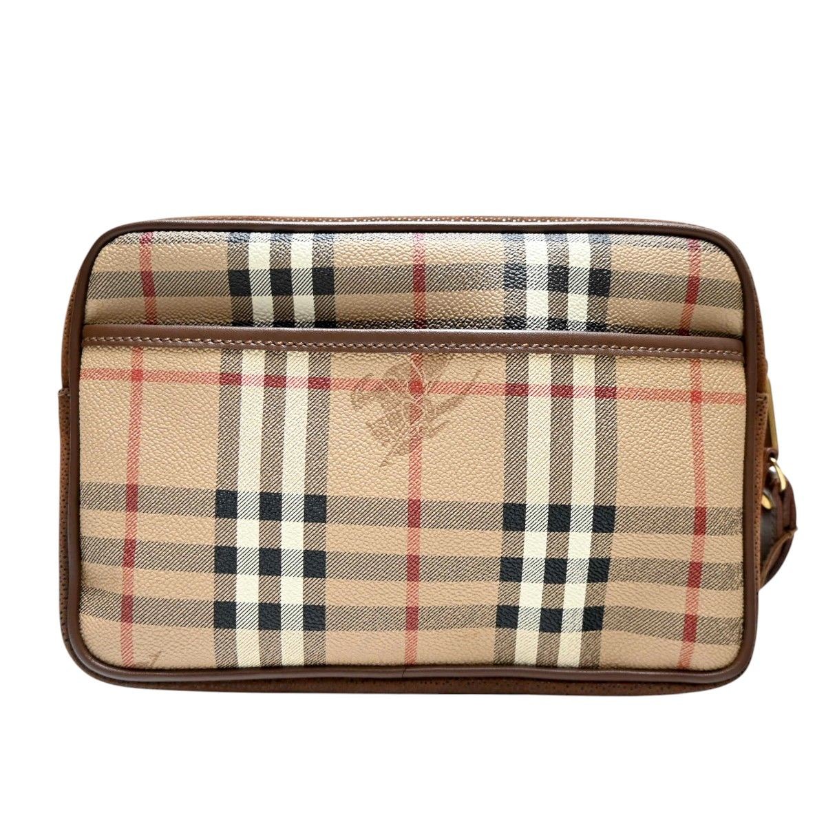 Authentic Burberrys Leather & PVC Clutch Bag, Beige, approx 9 x 6 inches