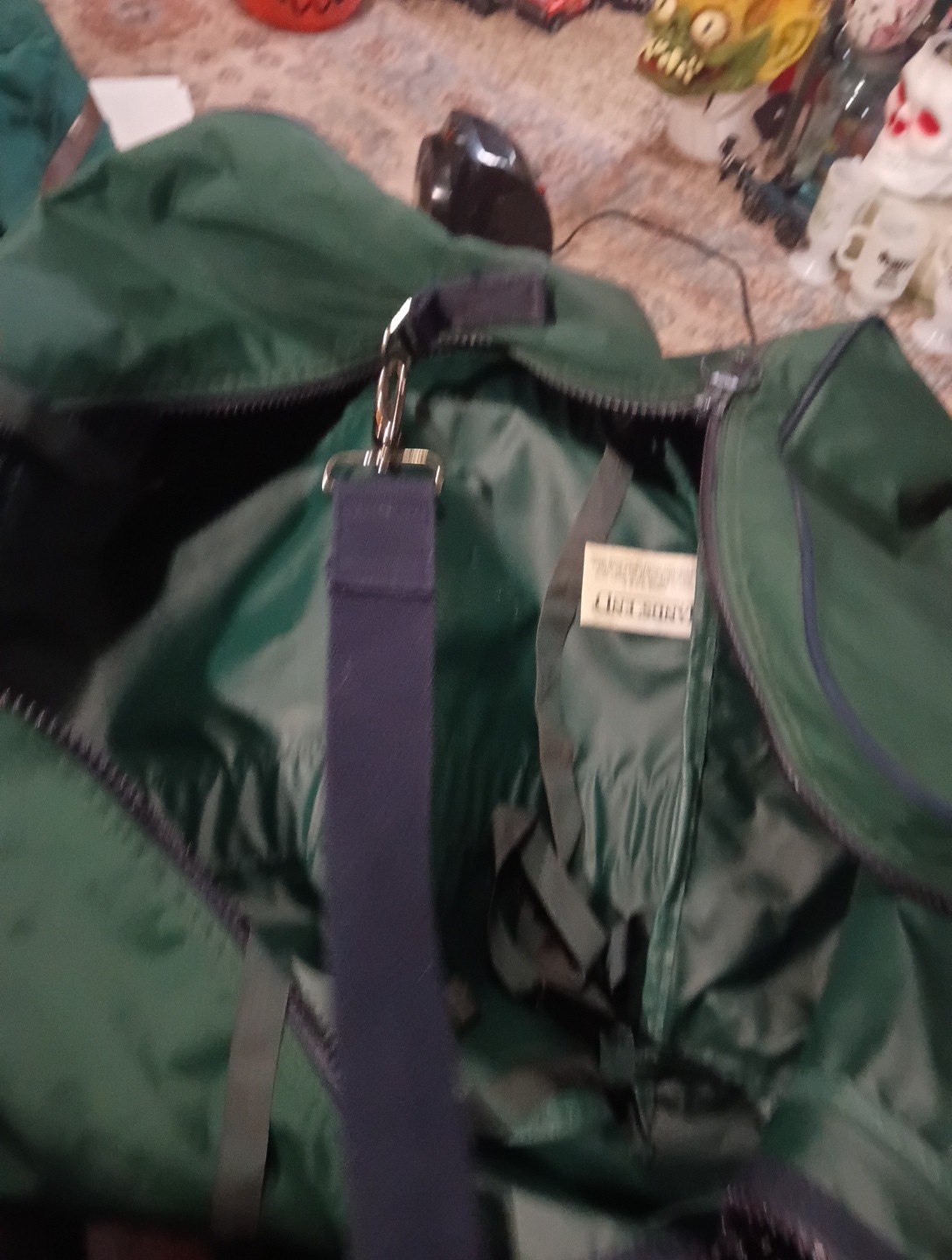 Vintage Lands End Lighthouse Duffle Bag Hunter Green Rare Large Zip Top