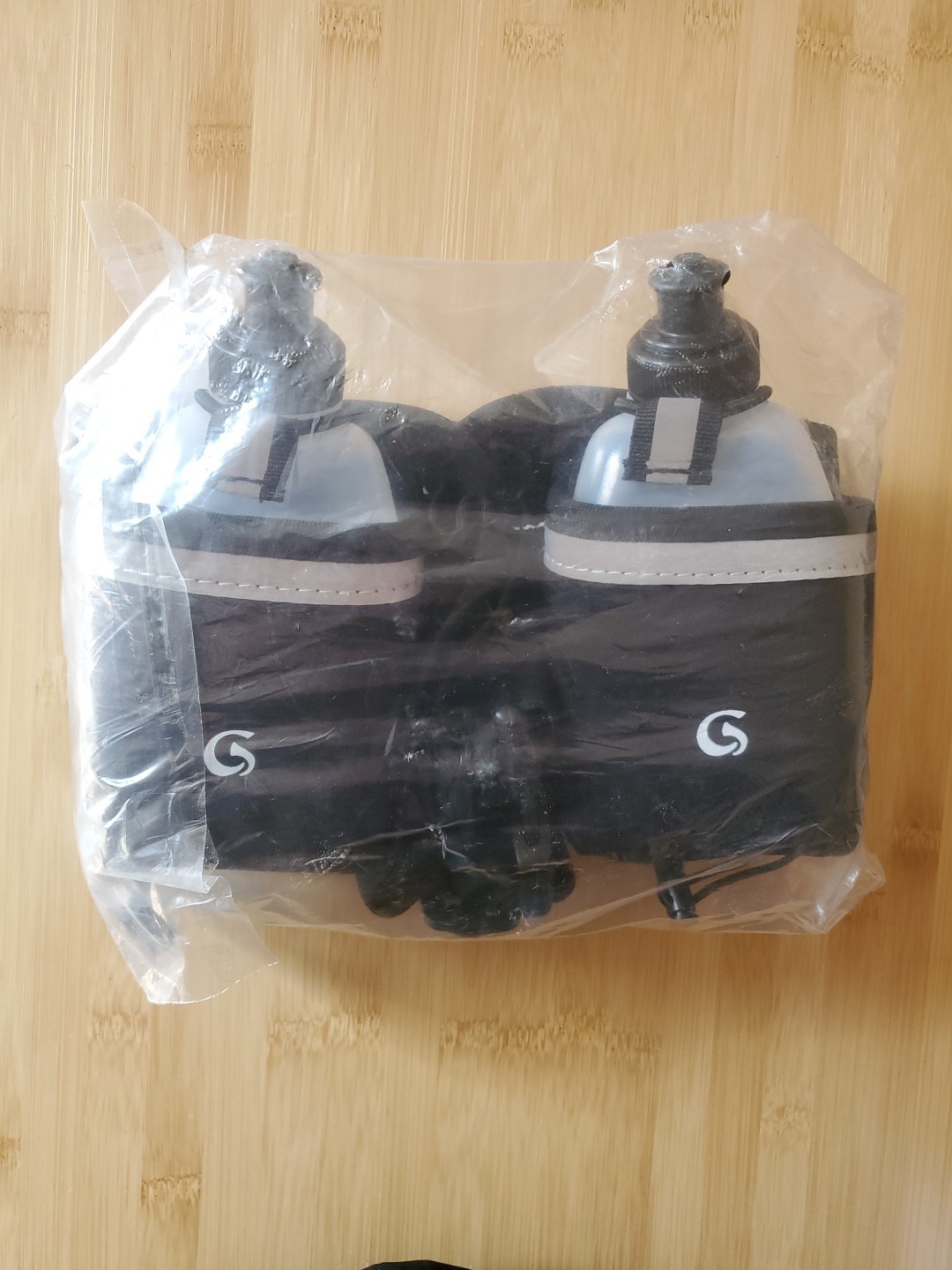 G-Run Sports Hydration Belt Zip Bag Running Waist Pack w/ 2 Water Bottle Holders