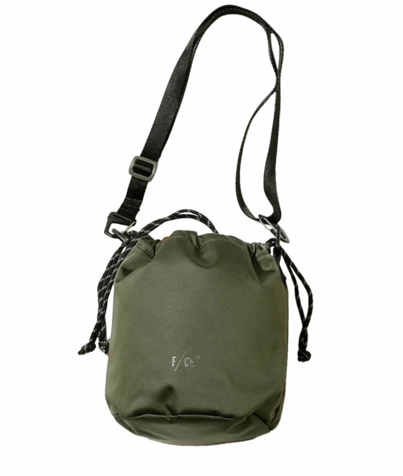 F/CE. Satin Drawstring Mini Bag Olive Nylon Shoulder Bag Japan
