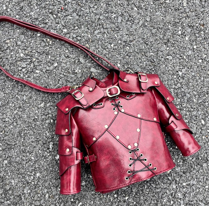 New Artificial Leather Rivet tie armor combat suit Shoulder Bag